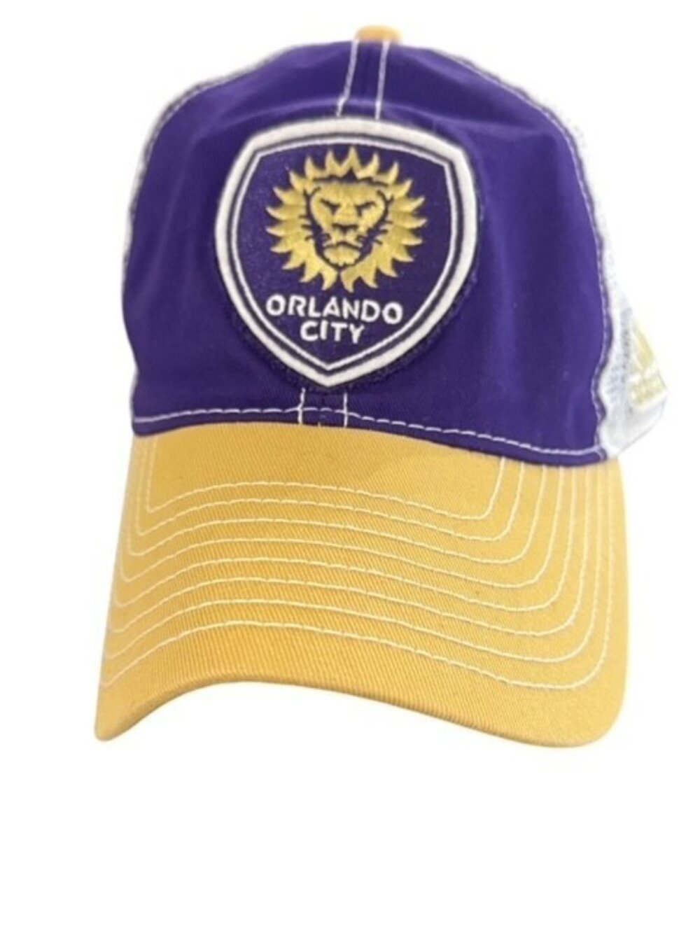 Orlando City Soccer Hat Purple Yellow White Mesh Adidas Snapback Adult Unisex